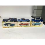 Dinky toys, #252 Pontiac RCMP car, #174 Ford Mercury Cougar and #160 Mercedes Benz 250SE, boxed
