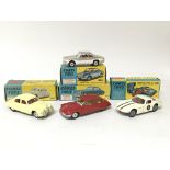 Corgi toys, #324 Marcos 1800 GT with Volvo engine, #210S Citroen DS19, #208S Jaguar 2.4 litre saloon