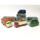 Corgi toys, #459 ERF model 44G Moorhouses van, no box ends, #452 Commer dropside lorry, #405 Bedford