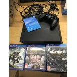 Sony PlayStation 4, PS4, with leads and controller also a selection of games
