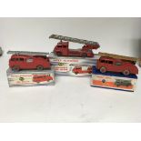 Dinky toys, #955 Fire engine with windows and extending ladders, #956 Turntable fire escape and #555