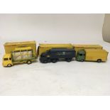 Dinky toys, French Dinky, #33C Simca cargo glass carrier, #32AB Panhard articulated lorry and #33A