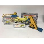 Dinky toys, #965 Euclid rear dump truck, #752 Goods yard crane and #964 Elevator loader, boxed