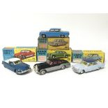 Corgi toys, #259 Le Dandy coupe, #217 Fiat 1800, #229 Chevrolet Corvair and #224 Benley