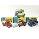 Corgi toys, #434 Volkswagen Kombi, #57 Massey Ferguson 65 tractor with fork, #464 Commercial