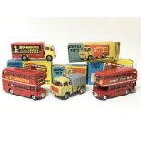 Corgi toys , #459 ERF model 44G Moorhouses van, #470 Forward control Jeep FC-150 and #468 London