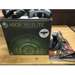 Xbox 360 Elite in black , complete and boxed with extra controllers and accessories