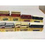 Dinky toys #280 Observation coach x2, #283 BOAC coach x2, #290 Dunlop double deck x2 and #282