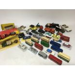 A box containing a collection of loose Diecast vehicles including Dinky , Corgi, Budgie, Joal etc