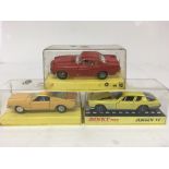 Dinky toys, #161 Ford Mustang, #188 Jenson FF and #116 Volvo 1800S, boxed
