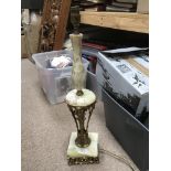 An onyx table lamp, approx 59cm.