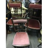 Three Edwardian inlaid chairs a pair of open arm c
