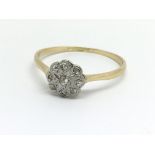 A vintage 18ct yellow gold and nine stone diamond