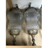 A set of four Victorian style etched lanterns with gilt metal mounts .52 cm