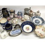 A collection of ceramics including a Lladro duck,
