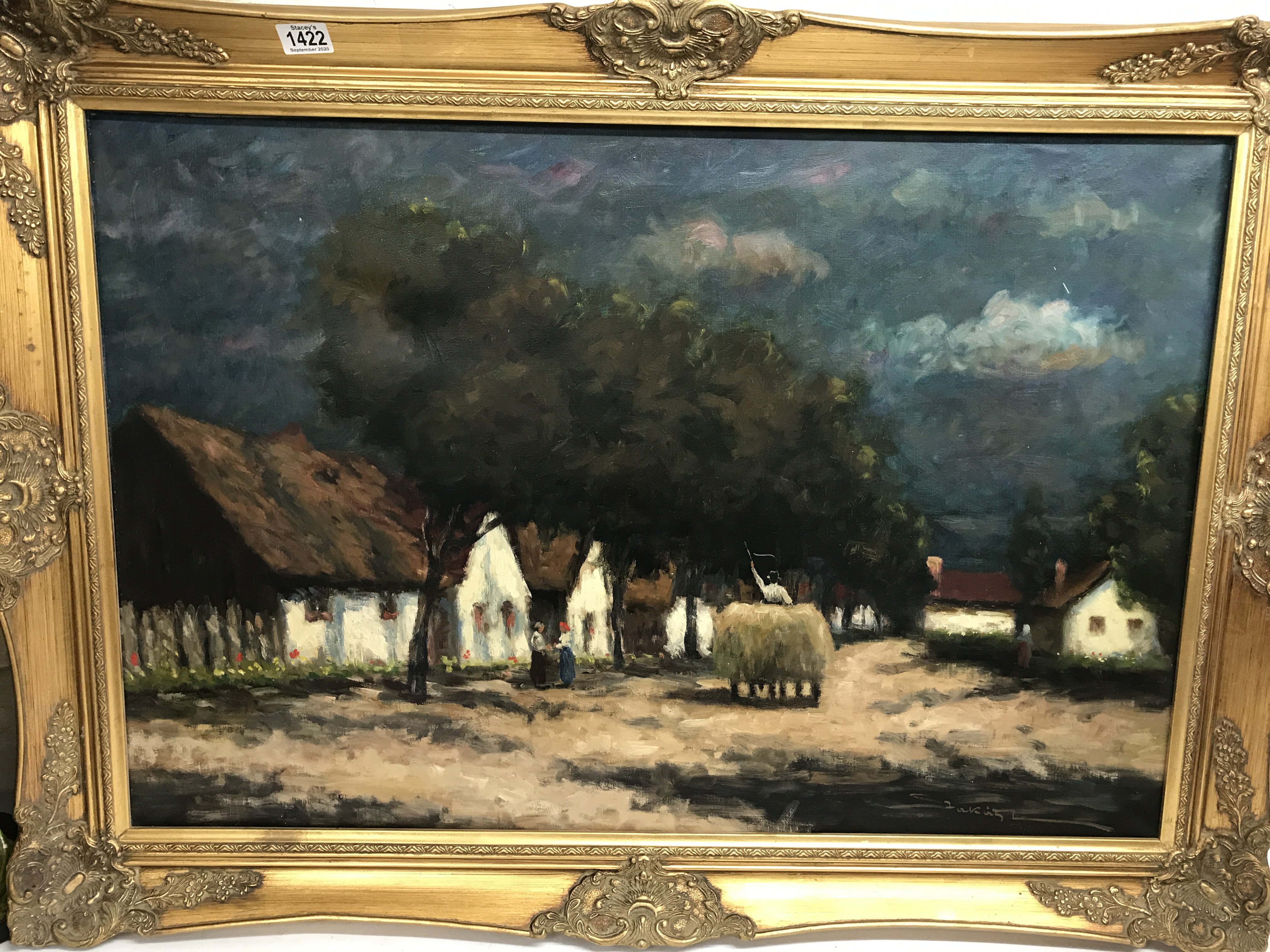 A gilt framed oil on canvas by Lagos Szakates (185