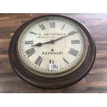 A cased wall clock with painted dial for B.Catterm