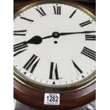 A mahogany drop dial wall clock the enamel dial wi