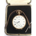 A 9ct gold cased Waltham pocket watch.