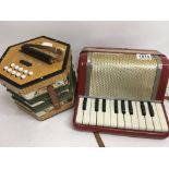 An accordion and a concertina.