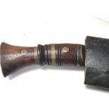 An old Kukri Knife with a mahogany and brass inset