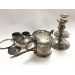 A collection of silver comprising a mustard pot si