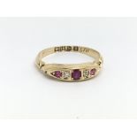 An 18 yellow gold vintage ruby and diamond ring, s