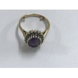 A 9 ct ring Amethyst inset size k , 4 grams total