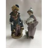 Two Lladro figures in the form of a boy with goose