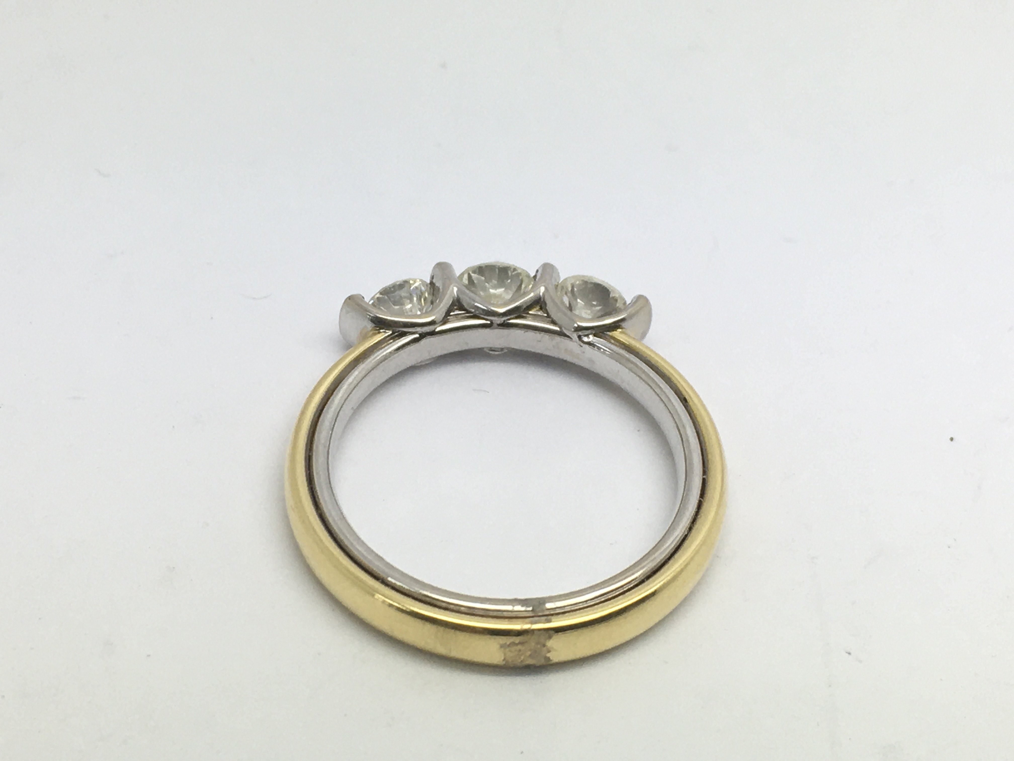 An 18ct gold three stone diamond ring, approx 1ct, - Image 2 of 2