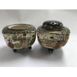A pair of satsuma Koros one with out lid .