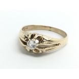 A gents 9ct yellow gold and diamond Gypsy style ri