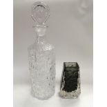 A Whitefriars clear glass decanter and stopper plu