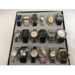 A tray of 18 various ex display watches.