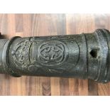 An 18th cast bronze deck cannon with a royal crest
