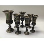 A collection of seven silver Jewish Kiddush wine c