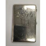 A Russian silver cigarette case with engraved deco