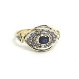 An 18ct yellow gold sapphire and diamond cluster r