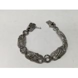 A sterling silver and marcasite set bracelet.