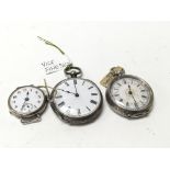 Three silver cased watches including a Victorian k