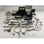 A collection of dress watches, silver napkin rings