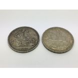 Two coins comprising a 1900 Victorian Crown and a