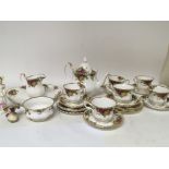 A Royal Albert Old English county Rose tea set six place setting first quality and no obvious damage