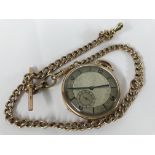 A 1930's 9ct gold gents pocket watch having silver