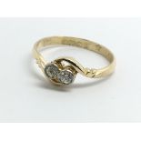 A vintage 18ct yellow gold and diamond ring, appro