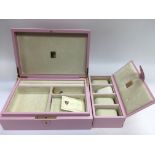 A pink leather Aspinal jewellery box and a matchin