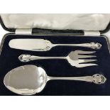 A boxed set of Arts and Crafts Silver plated serve