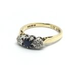 An 18ct yellow gold, diamond and sapphire ring, ri