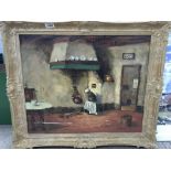 DUTCH SCHOOL, A COTTAGE INTERIOR, SIGNED F. VESTER