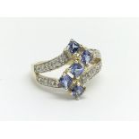 A 9ct yellow gold, diamond and blue coloured stone